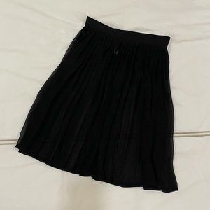 American Apparel Black Sheer Pleated Midi Skirt